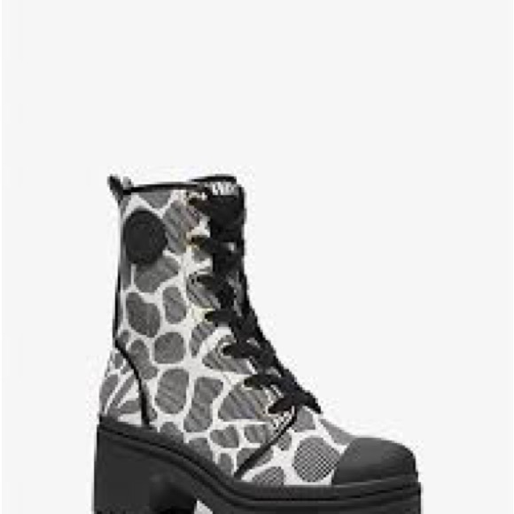 Michael Kors Corey Animal Jacquard Combat Boot, BNIB, size 7, Black - Picture 6 of 7